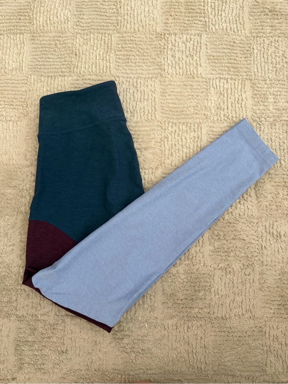 Outdoor Voices Colorblock Leggings - Teal, Light Blue & Maroon
